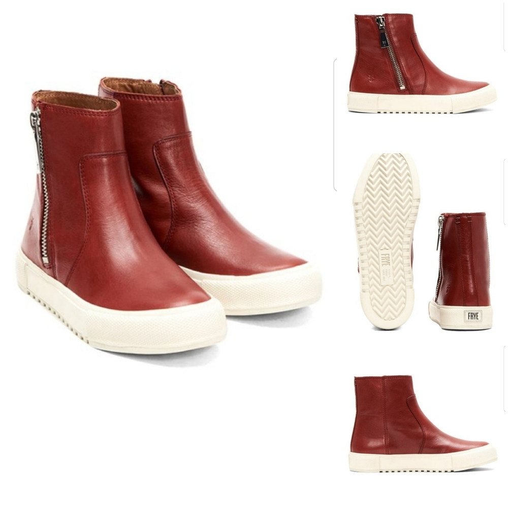 FRYE Gia Side Zip Leather High Top Sneakers